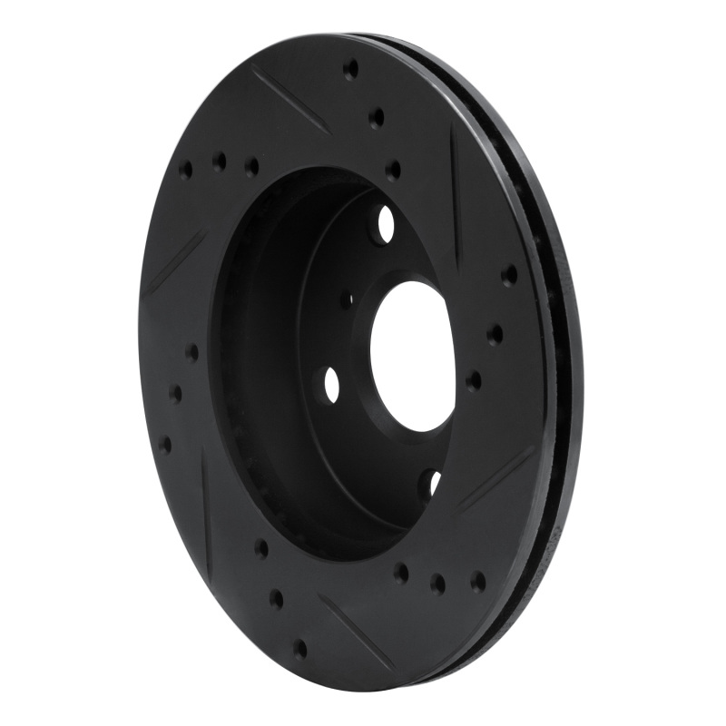 Toyota Echo Brake Rotor (1) - Front Left - R1 Concepts - Drilled & Slotted - Black - `99-`05